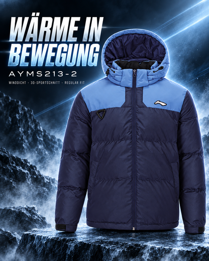 Li-Ning Herren Daunenjacke mit Kapuze dunkelblau - AYMS213-2