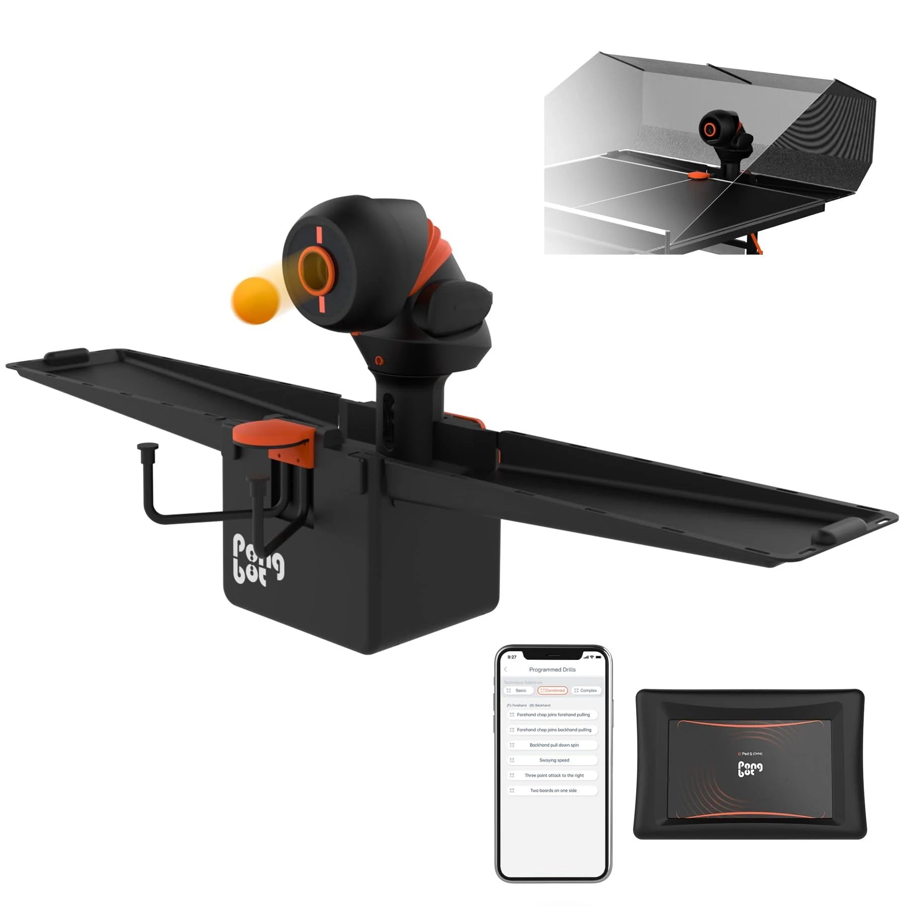 PONGBOT OMNI S PRO Tischtennisroboter mit Netz